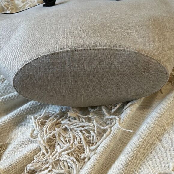 ANINE BING Taylin Linen Tote Bag Beige Brown Silver Hardware NEW - Picture 9 of 10